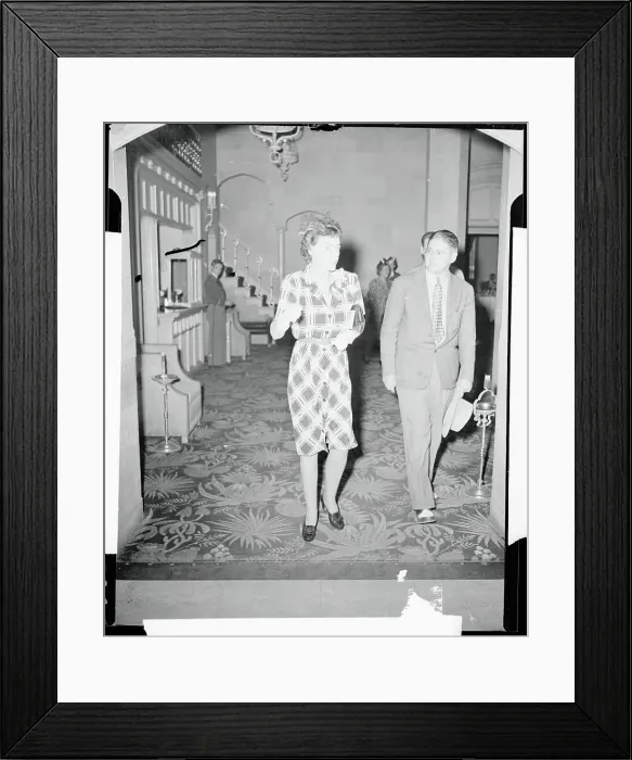 Framed Print : Abby Rockefeller Milton Walking Inside Hotel With Accomplice Framed Print : Abby Rockefeller Milton Walking Inside Hotel With Accomplice