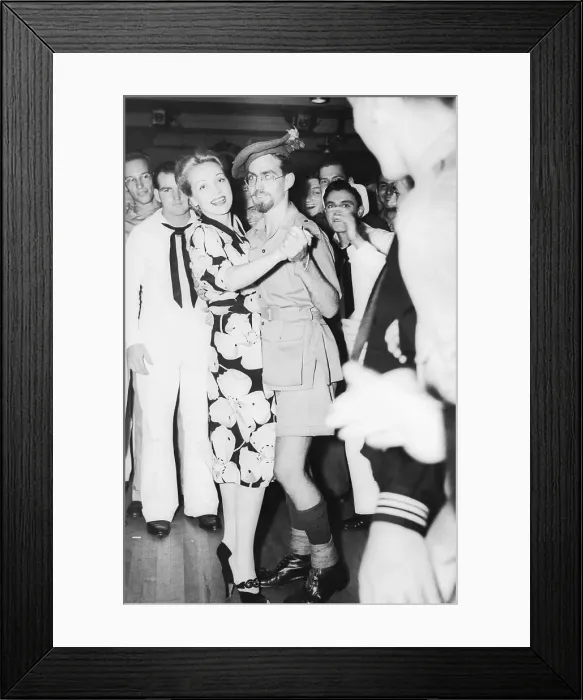 Framed Print : Marlene Dietrich dancing with soldier at the Stage Door Canteen