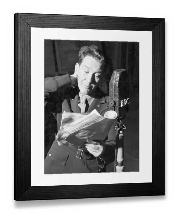 Framed Print : Burgess Meredith at BBC Mic in Uniform Framed Print : Burgess Meredith at BBC Mic in Uniform