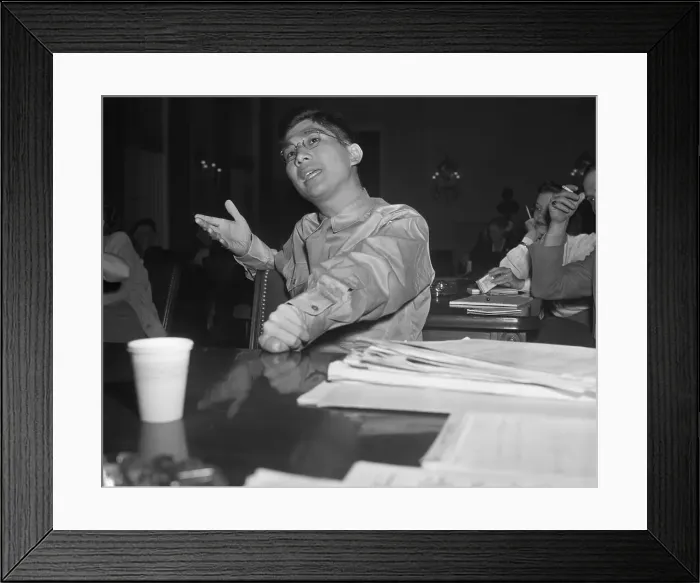 Framed Print : Private Mike Masaoka at The Dies Subcommittee Hearing Framed Print : Private Mike Masaoka at The Dies Subcommittee Hearing
