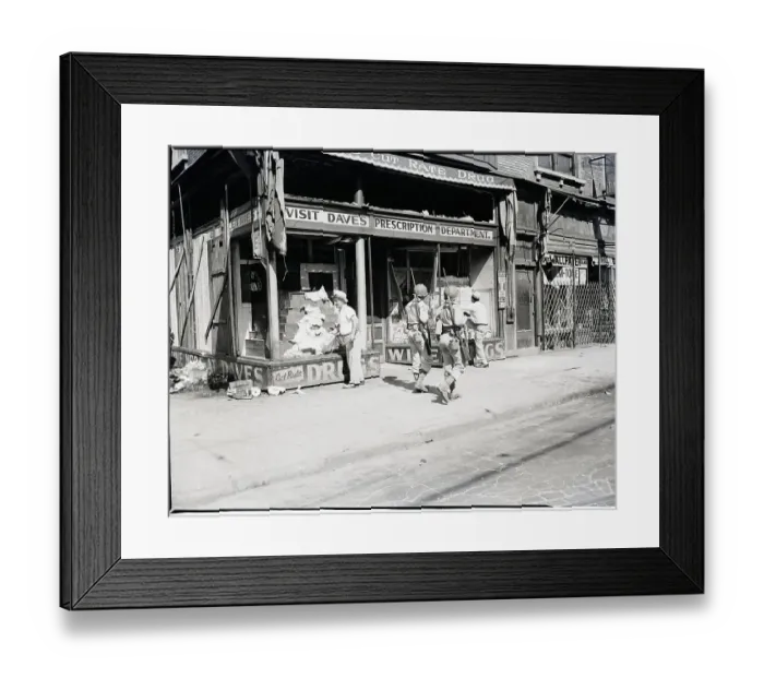 Framed Print : Cleaning Up After Detroit Race Riot Framed Print : Cleaning Up After Detroit Race Riot
