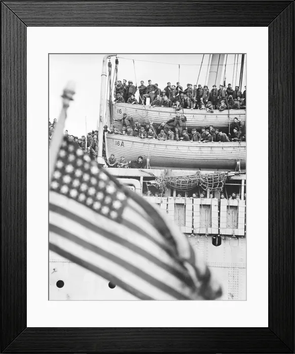 Framed Print : United States Flag in Front of Sailors Framed Print : United States Flag in Front of Sailors