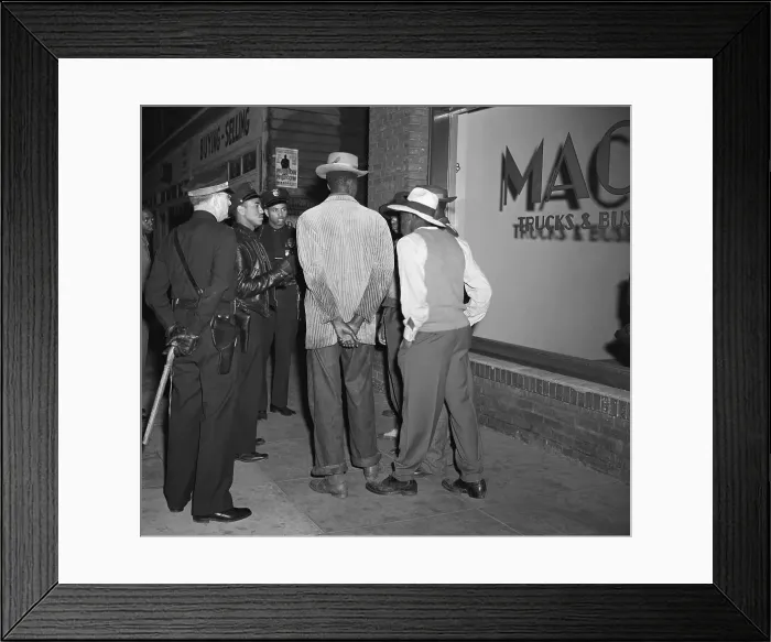 Framed Print : Policemen Question Zoot-Suiters