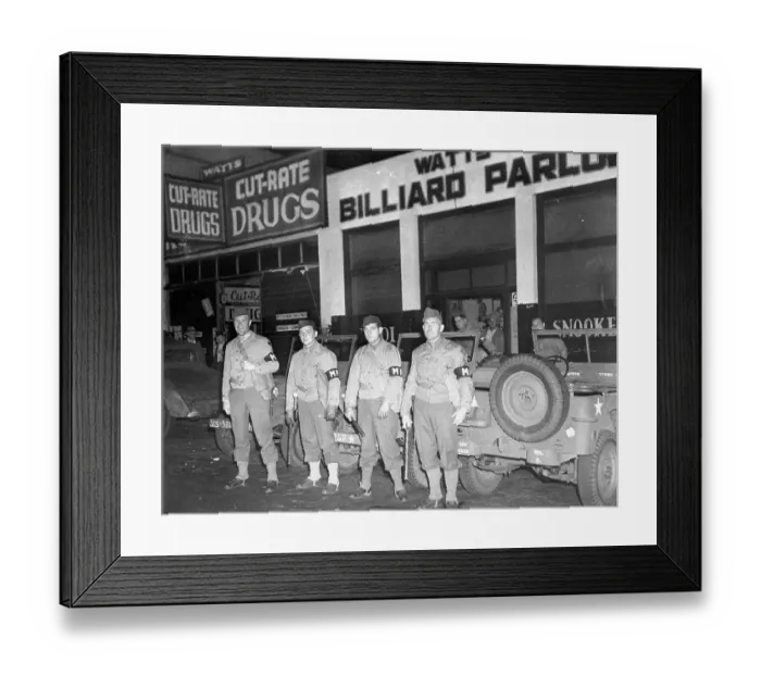 Framed Print : Military Police in Watts During Zoot Suit Riots Framed Print : Military Police in Watts During Zoot Suit Riots