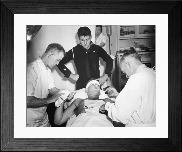 Framed Print : Marine in Hospital Bed Injured Framed Print : Marine in Hospital Bed Injured