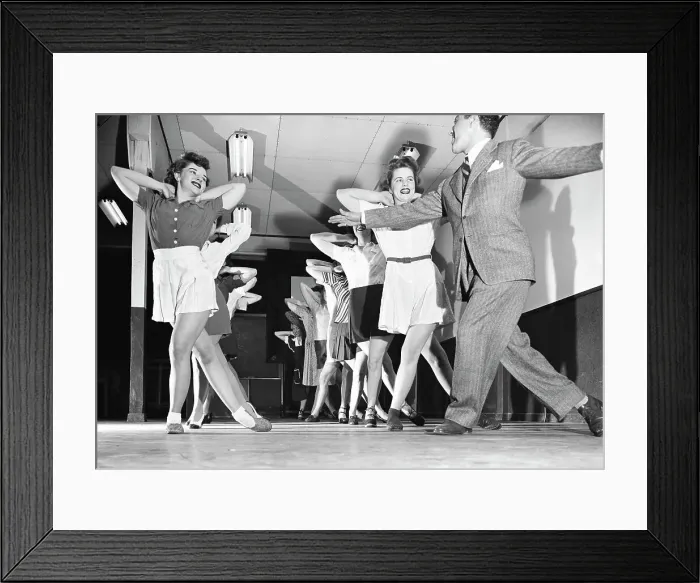 Framed Print : Instructor Leads Women Thru Dance;Excerc Framed Print : Instructor Leads Women Thru Dance;Excerc