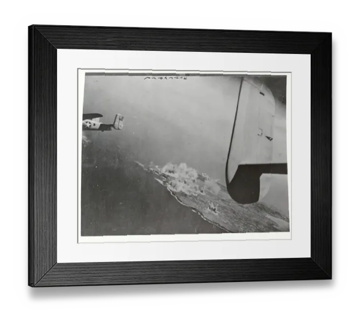 Framed Print : Military Airplane over Island Framed Print : Military Airplane over Island