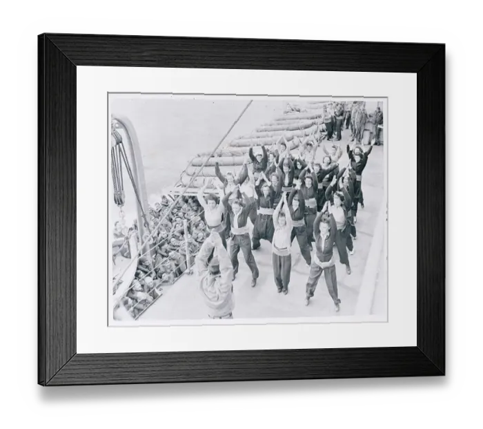 Framed Print : Nurses Exercising While Soldiers Watch Framed Print : Nurses Exercising While Soldiers Watch