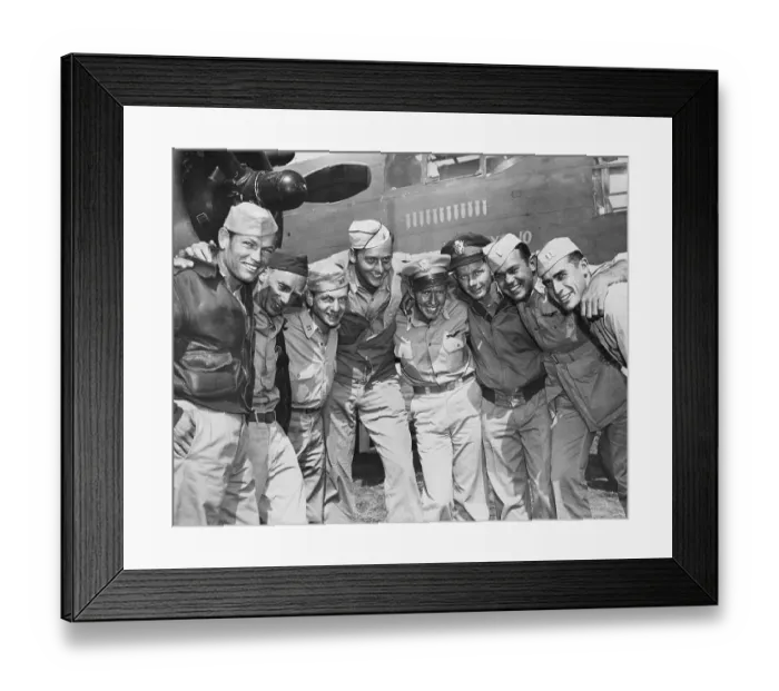 Framed Print : Airmen Pose in Front of Bomber Framed Print : Airmen Pose in Front of Bomber