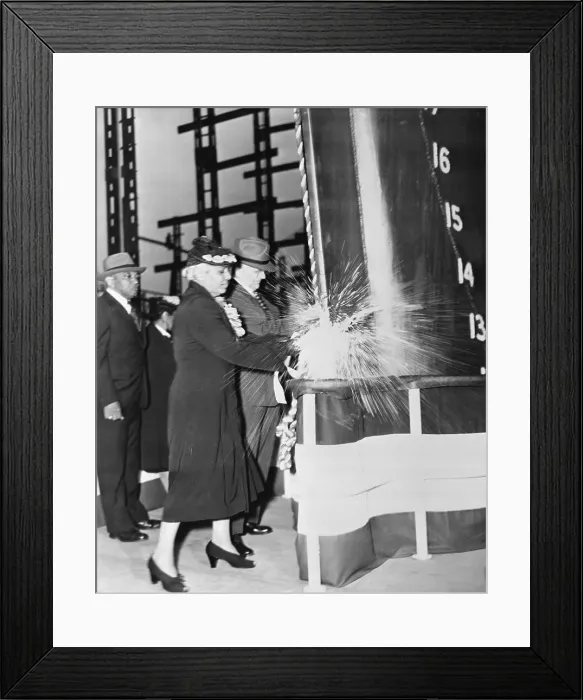 Framed Print : Woman Christening Ship