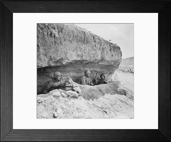 Framed Print : Soldiers Under Shelter; Hillside Framed Print : Soldiers Under Shelter; Hillside
