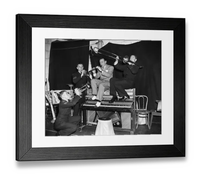 Framed Print : Les Brown Playing with Australian Airmen Framed Print : Les Brown Playing with Australian Airmen