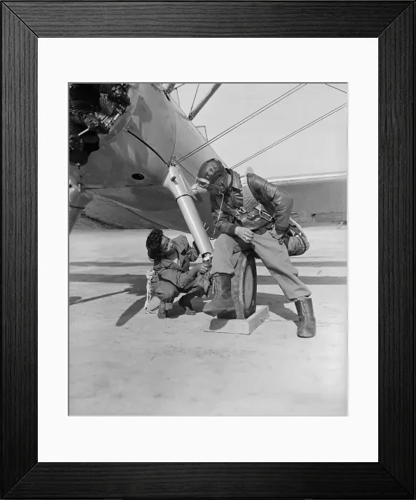 Framed Print : Female Mechanic Working on Plane Framed Print : Female Mechanic Working on Plane