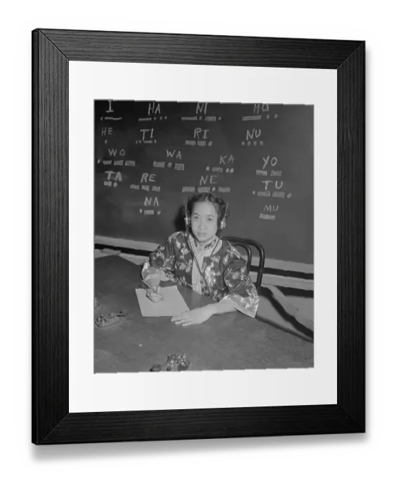 Framed Print : Student in Japanese Code Deciphering Class Framed Print : Student in Japanese Code Deciphering Class