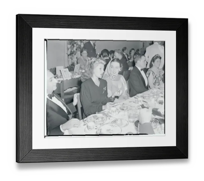 Framed Print : Rita Hayworth and Patricia Morrison Chatting Framed Print : Rita Hayworth and Patricia Morrison Chatting