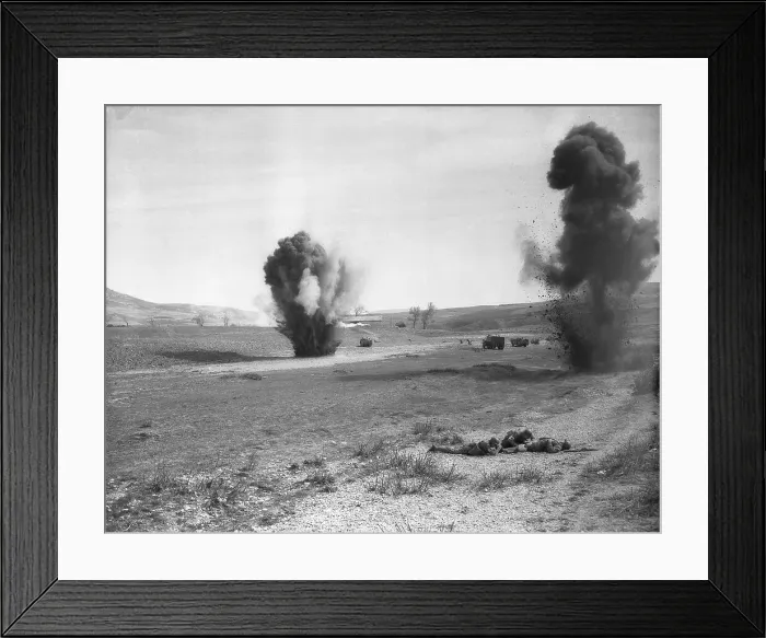 Framed Print : Allied Troops Attacked by German Bombers