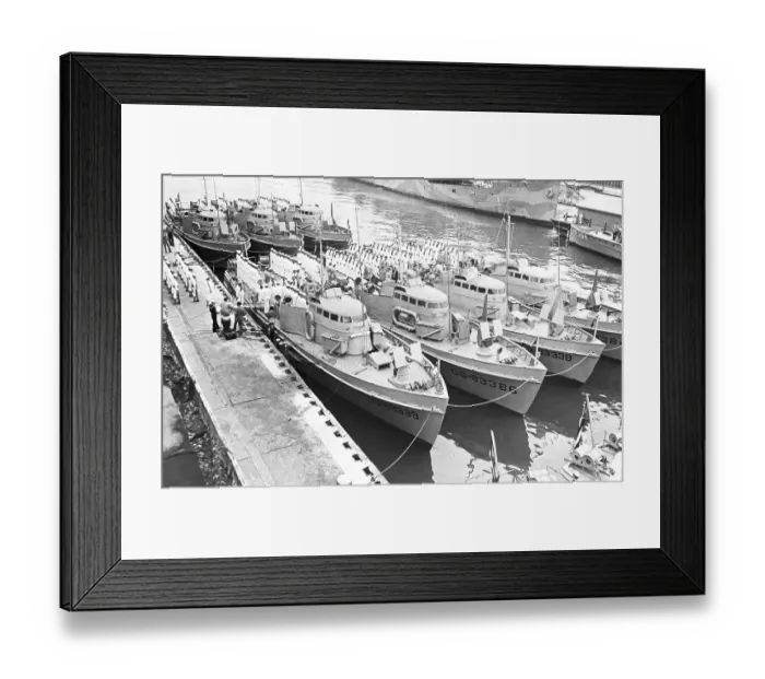 Framed Print : Sailors at Pier with Submarine Chasers Framed Print : Sailors at Pier with Submarine Chasers