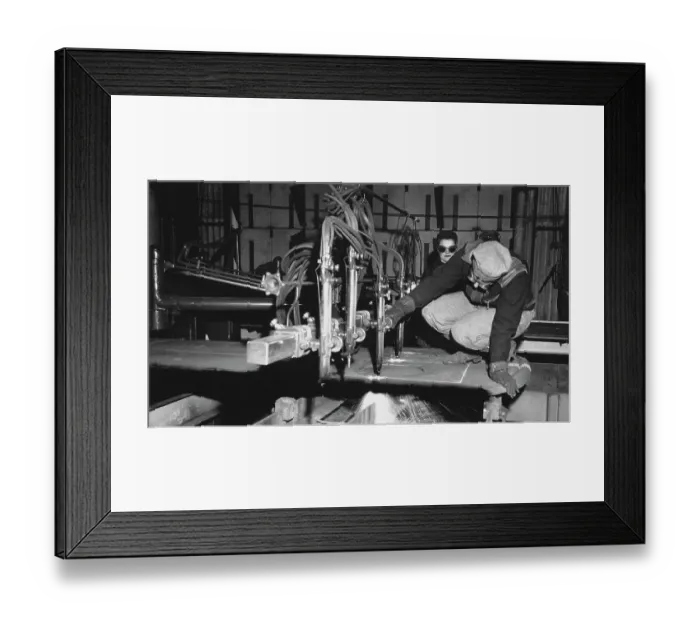 Framed Print : Cutting Steel for Tank Manufacturing Framed Print : Cutting Steel for Tank Manufacturing
