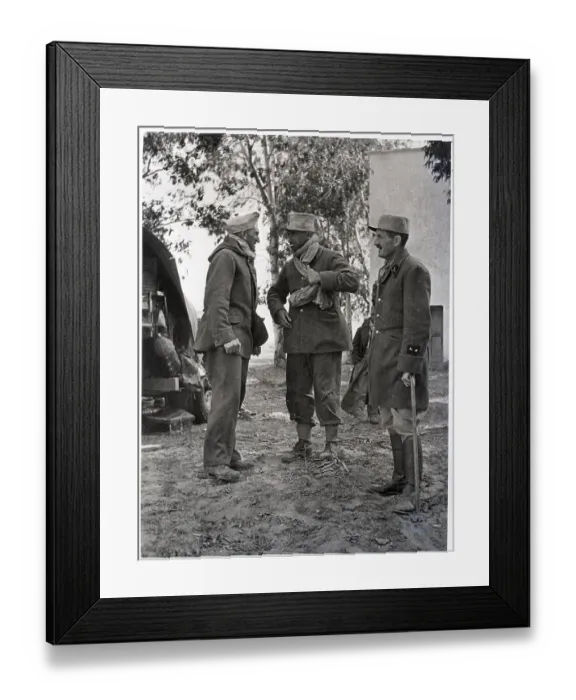 Framed Print : General Jacques Le Clare & Aides Talking Framed Print : General Jacques Le Clare & Aides Talking