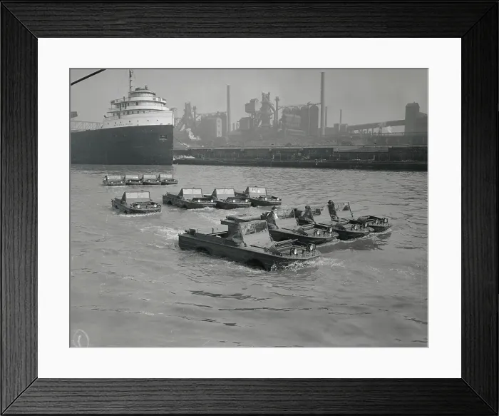 Framed Print : Sea Jeeps. (Original Caption). Amphibious Jeeps for Allied Fighters Framed Print : Sea Jeeps. (Original Caption). Amphibious Jeeps for Allied Fighters