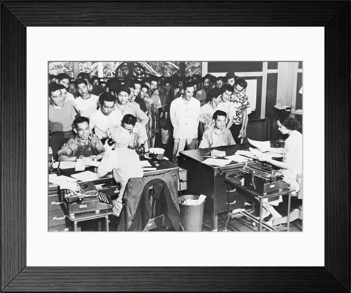 Framed Print : Japanese People Wait On Line