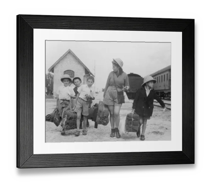 Framed Print : Young Polish Refugees and Guardian Nurse Traveling Inside Palestine