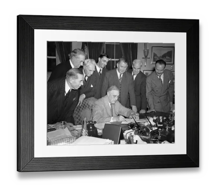 Framed Print : Roosevelt Signs Lend-Lease Extension Framed Print : Roosevelt Signs Lend-Lease Extension