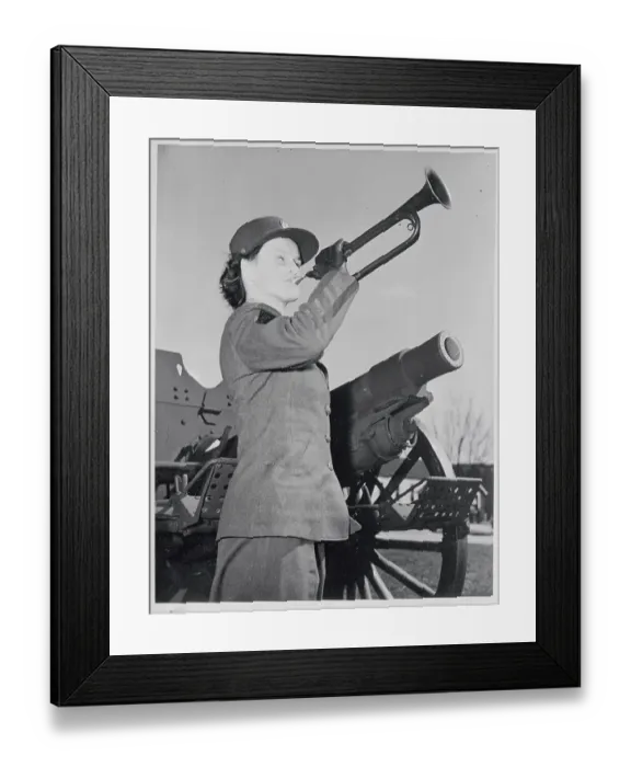 Framed Print : Military Woman Blowing Bugle Framed Print : Military Woman Blowing Bugle