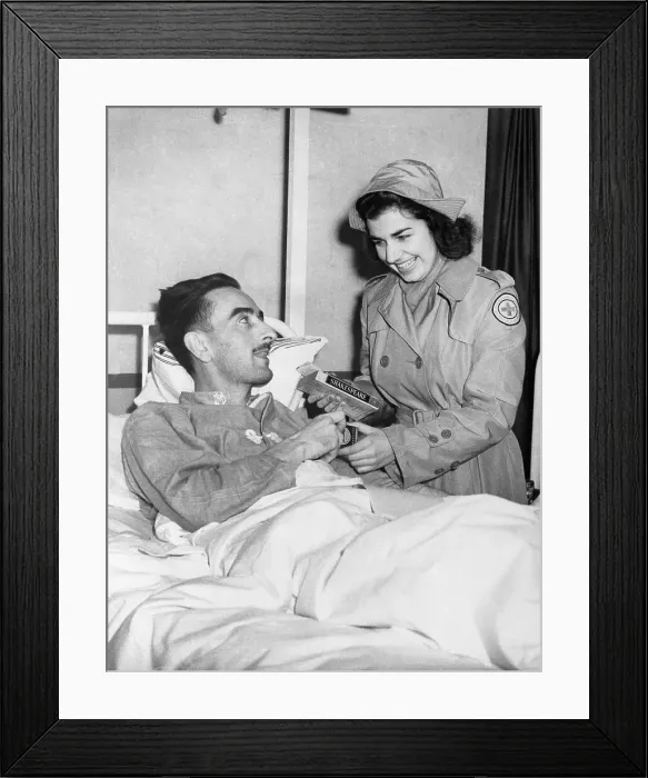 Framed Print : Minneapolis Girl Cheers U.S. Wounded Somewhere in England Framed Print : Minneapolis Girl Cheers U.S. Wounded Somewhere in England