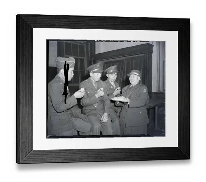Framed Print : Chinese Serviemen Eating Food Framed Print : Chinese Serviemen Eating Food