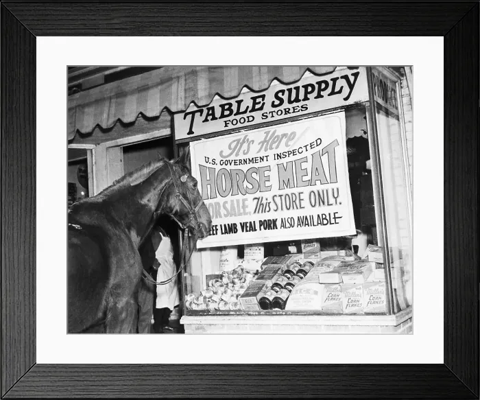 Framed Print : Horse Outside Of Butcher Shop Framed Print : Horse Outside Of Butcher Shop