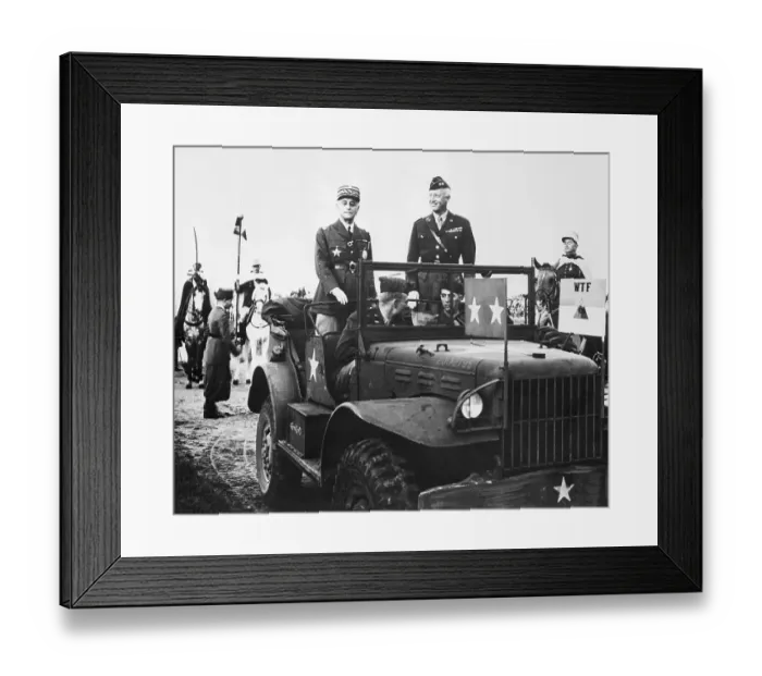 Framed Print : Generals Patton and Nogues Review Troops Framed Print : Generals Patton and Nogues Review Troops