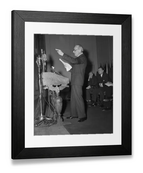 Framed Print : Conductor Koussevitsky Making Speech Framed Print : Conductor Koussevitsky Making Speech