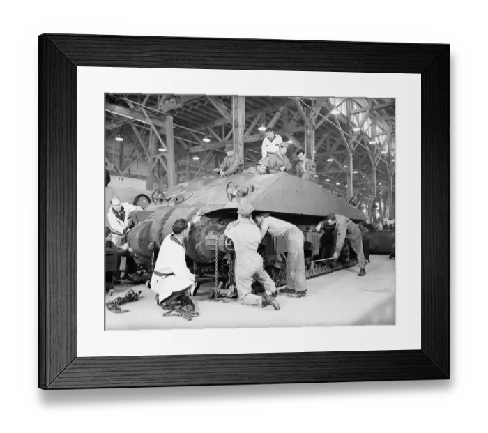 Framed Print : Soldiers Assembling a Tank Framed Print : Soldiers Assembling a Tank
