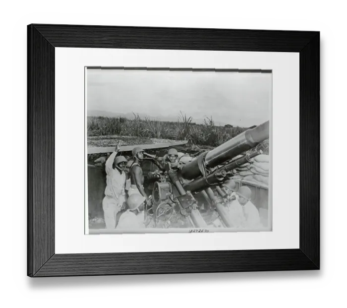 Framed Print : Men Working Antiaircraft Gun Framed Print : Men Working Antiaircraft Gun