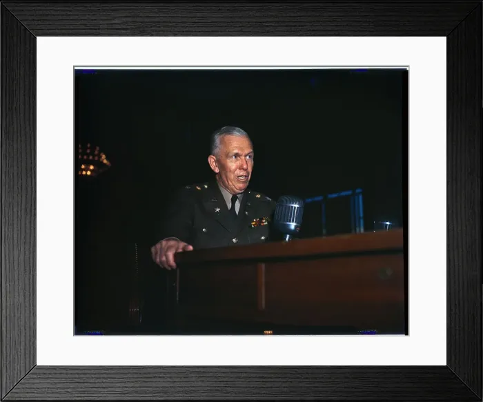 Framed Print : General George C. Marshall Talking in Microphone Framed Print : General George C. Marshall Talking in Microphone