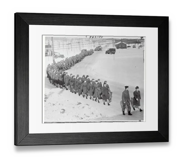 Framed Print : Long Line of Army Women Marching on Post Framed Print : Long Line of Army Women Marching on Post