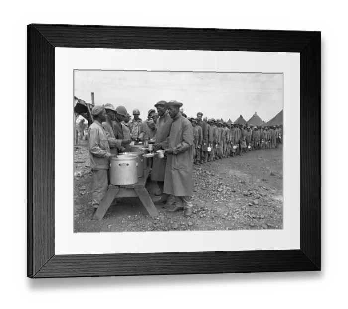 Framed Print : Black Military Engineers Line For Lunch Framed Print : Black Military Engineers Line For Lunch
