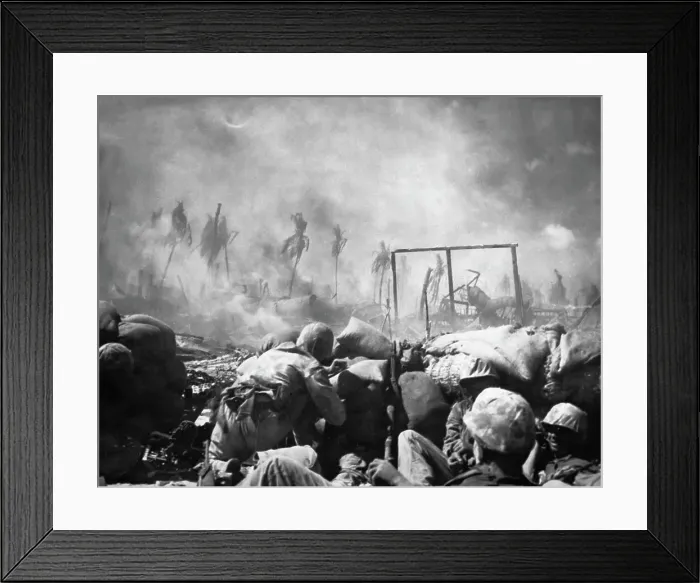 Framed Print : American Marines During Battle on Tarawa in Micronesia Framed Print : American Marines During Battle on Tarawa in Micronesia