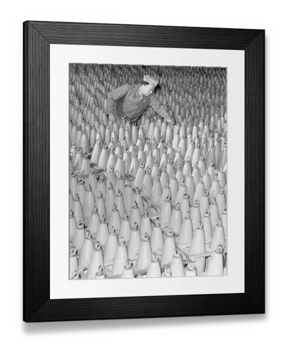 Framed Print : Supervisor Inspecting Mustard Gas Canisters