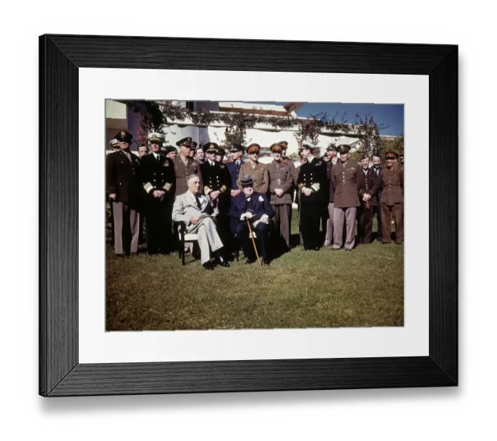 Framed Print : Roosevelt and Churchill at Morocco with Staff Framed Print : Roosevelt and Churchill at Morocco with Staff