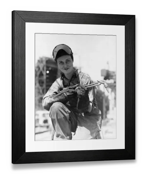 Framed Print : Woman Welder With Welding Nozzle Framed Print : Woman Welder With Welding Nozzle