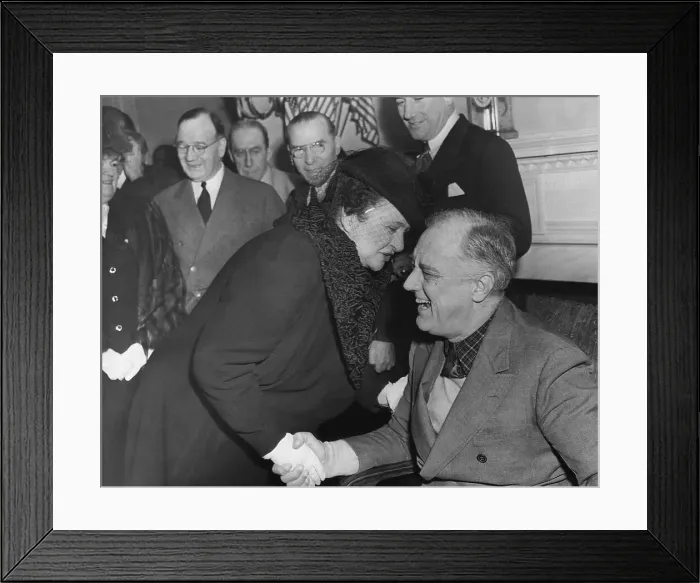 Framed Print : Frances Perkins Greeting US President Franklin D. Roosevelt Framed Print : Frances Perkins Greeting US President Franklin D. Roosevelt