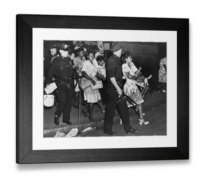 Framed Print : Policemen Arresting Looters after Riot Framed Print : Policemen Arresting Looters after Riot