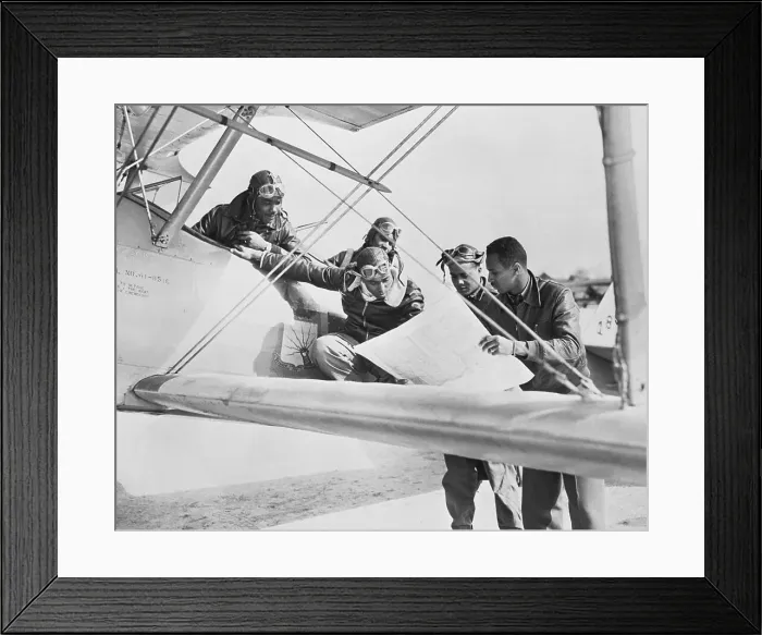 Framed Print : Tuskegee Airmen Reading Map Framed Print : Tuskegee Airmen Reading Map