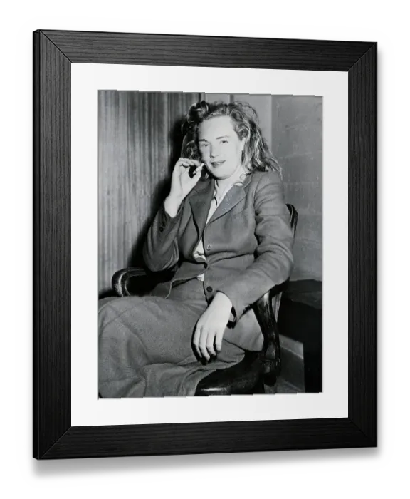 Framed Print : Frances Farmer Seated, Smoking Cigar Framed Print : Frances Farmer Seated, Smoking Cigar