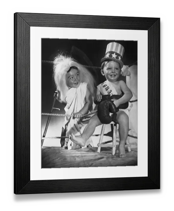 Framed Print : Kids Dressed as Father Time and Baby New Year