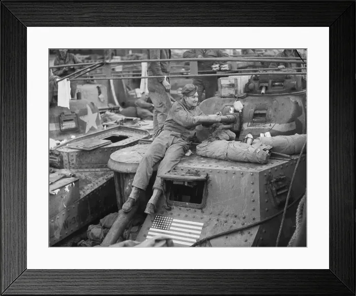 Framed Print : Soldier Cleans Gun On Tank Framed Print : Soldier Cleans Gun On Tank