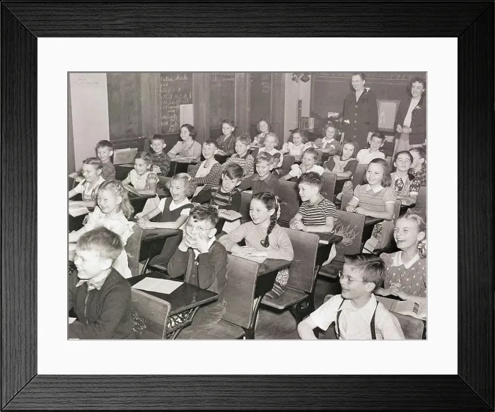 Framed Print : Children in Classroom Seated and Laughing Framed Print : Children in Classroom Seated and Laughing