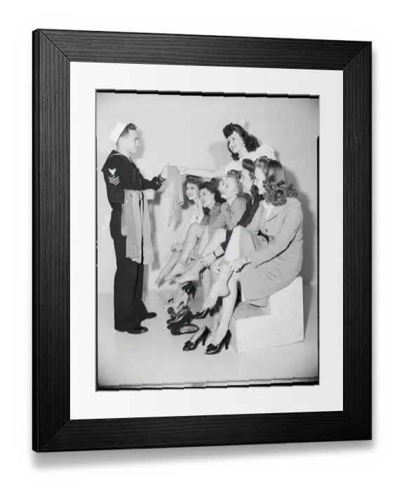 Framed Print : Women Taking Stockings Off For Military Framed Print : Women Taking Stockings Off For Military